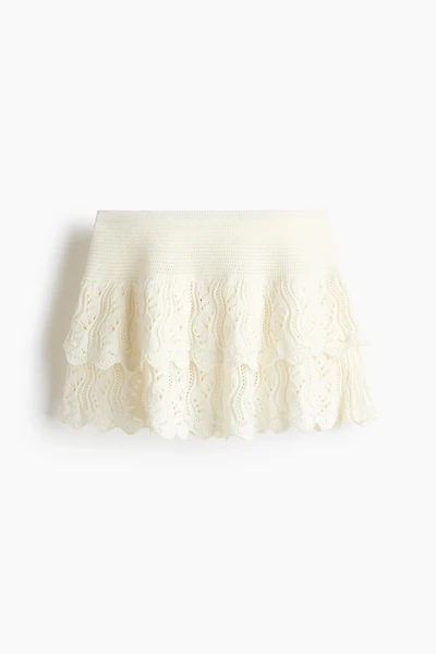 Crochet-Look Tiered Skirt