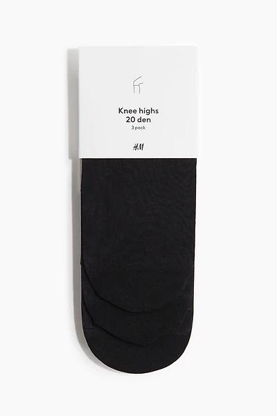 3-pack Knee Socks 20 Denier