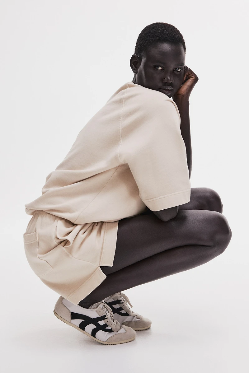 Short en molleton de coton délavé