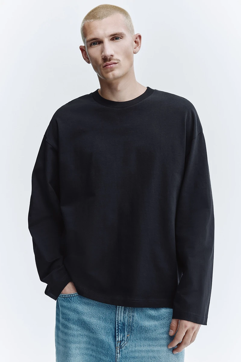 Oversized Long-Sleeved Jersey Shirt