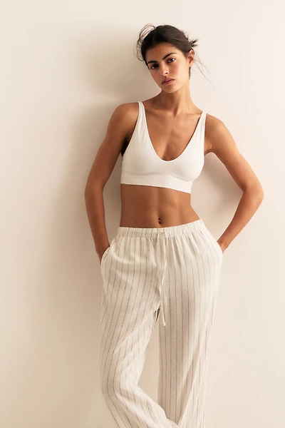 Wide-Leg Linen-Blend Pants