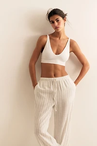 Wide-Leg Linen-Blend Pants