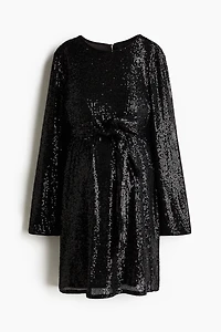 MAMA Sequined Tie-belt Dress