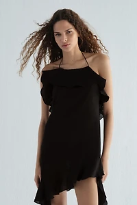 Flounced Halterneck Dress