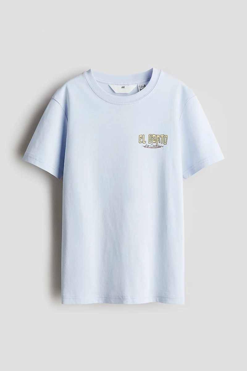 Print-motif cotton T-shirt