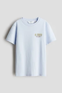 Print-motif cotton T-shirt