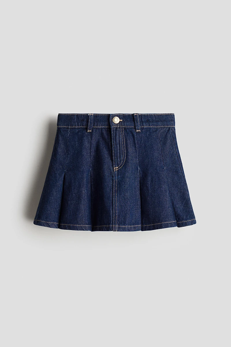 Pleated Denim Skirt