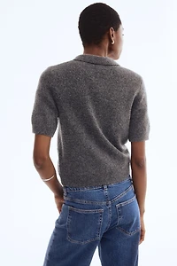 Short-Sleeved Cardigan with Collar