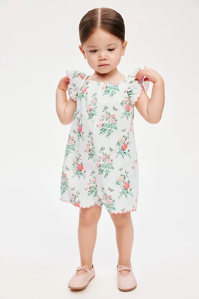 Floral-Print Cotton Romper Suit