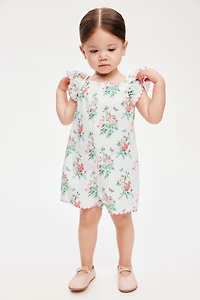 Floral-Print Cotton Romper Suit
