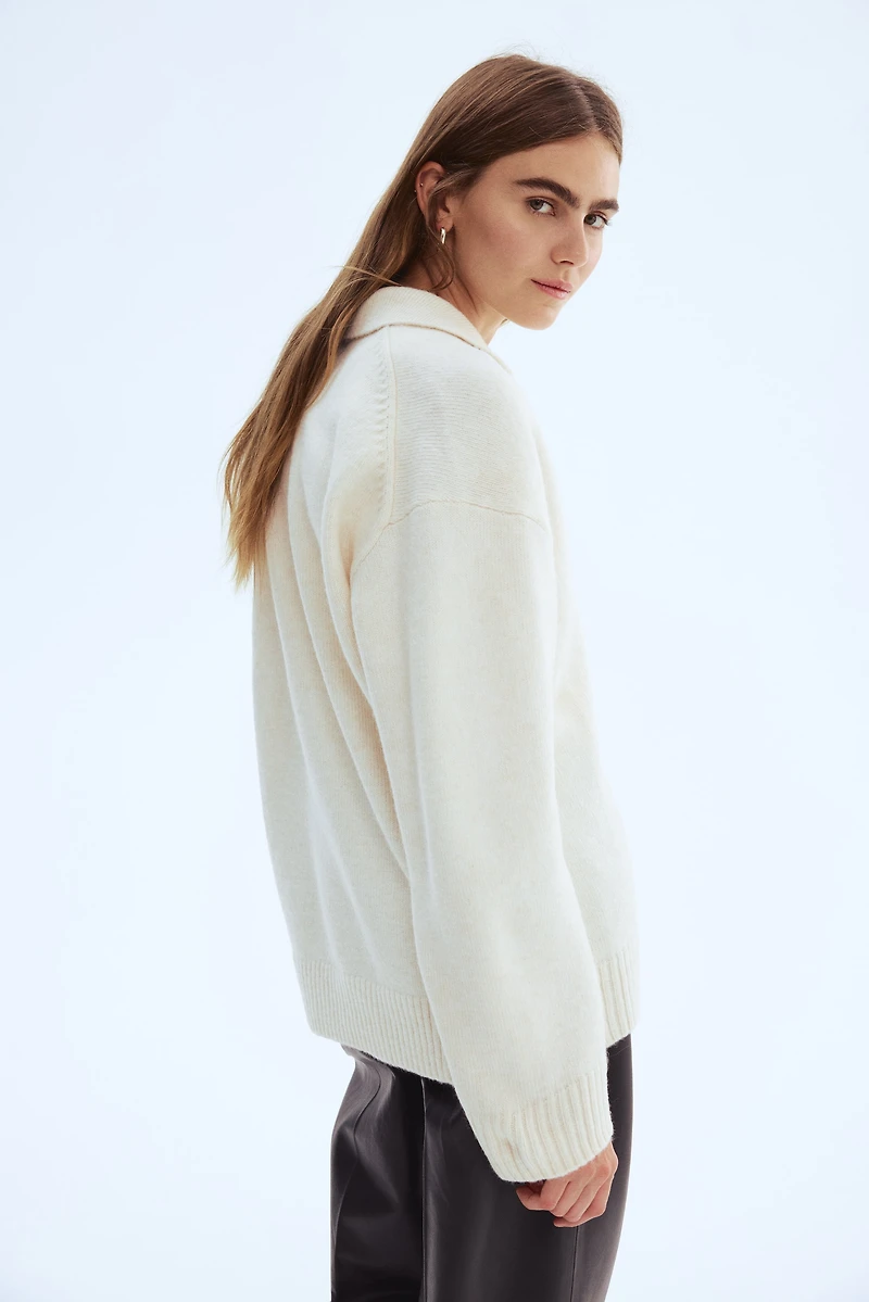 Fine-knit Collared Sweater