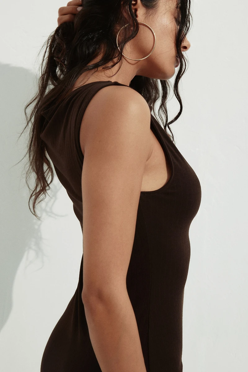 Ribbed Jersey Midi Dress