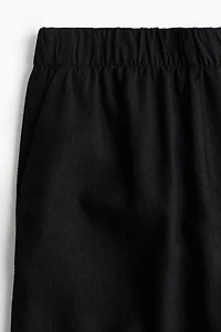 Wide-Leg Linen-Blend Pants