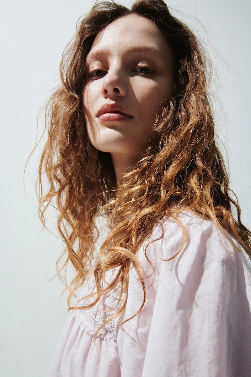 Cotton Blouse with Eyelet Embroidery