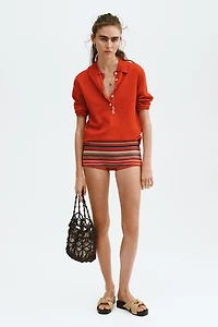Rib-Knit Mini Shorts