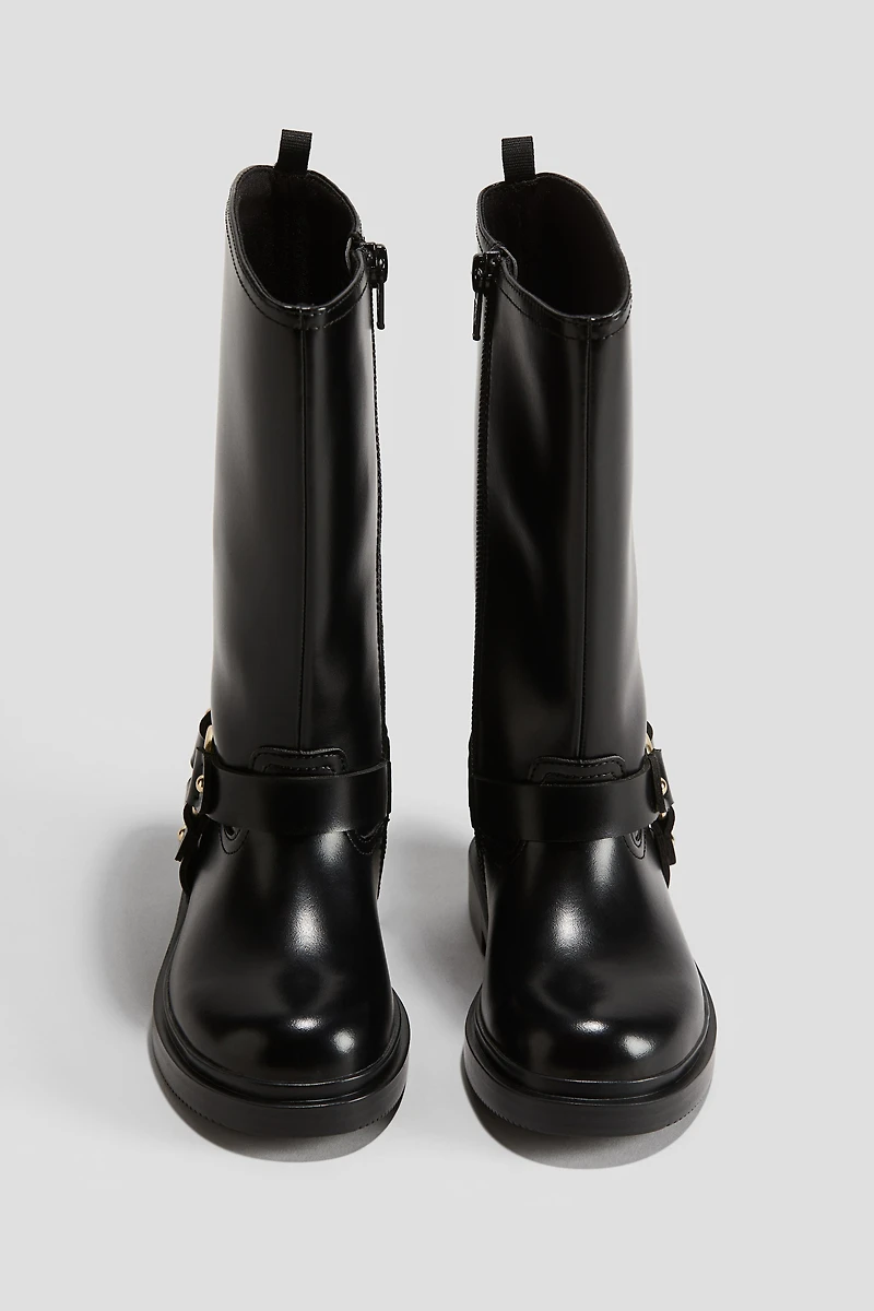 Calf-High Biker Boots