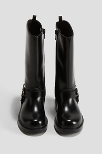 Calf-High Biker Boots