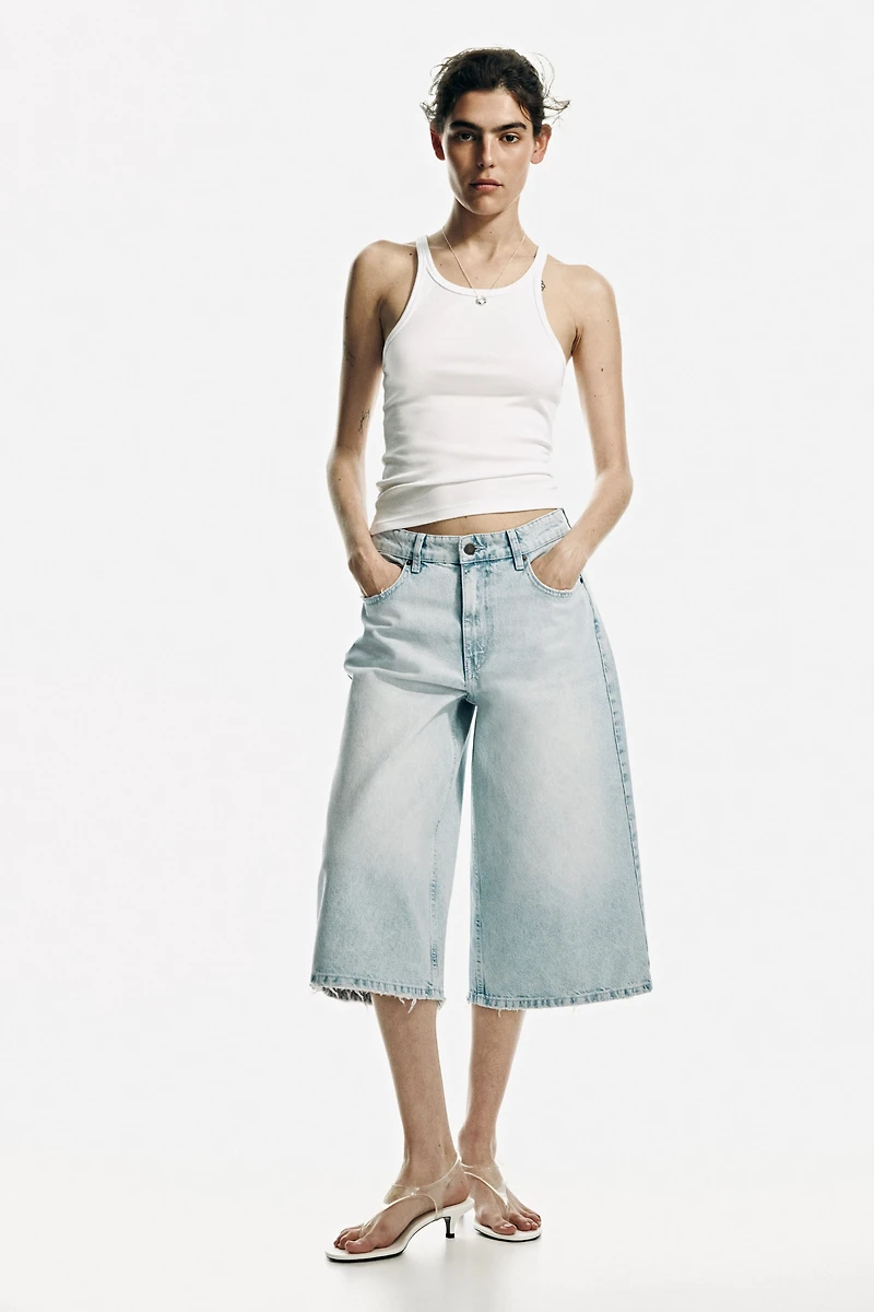 Wide-Leg Regular-Waist Culotte Jeans