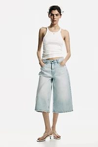 Wide-Leg Regular-Waist Culotte Jeans