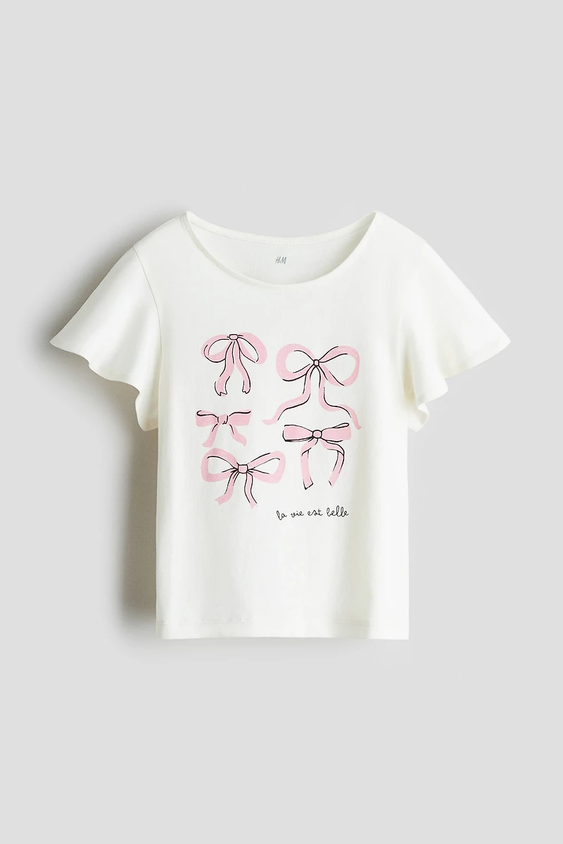 Haut imprimé avec manches à volants