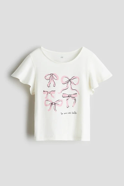 Haut imprimé avec manches à volants