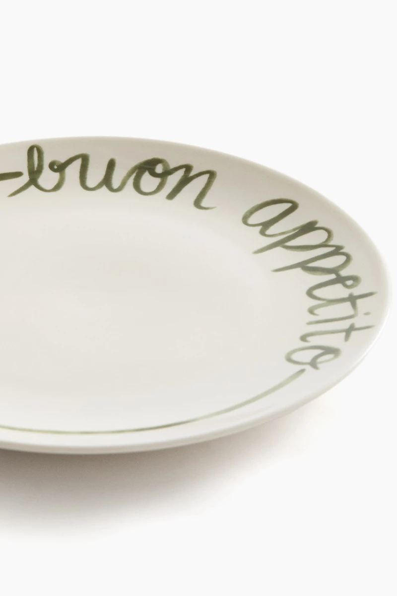 Porcelain Medium Plate with Text Motif