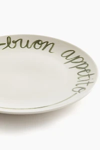 Porcelain Medium Plate with Text Motif