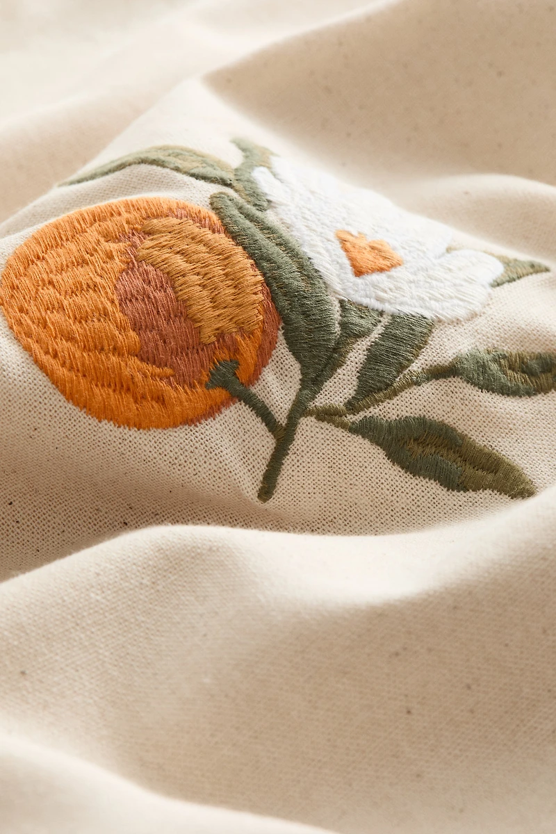 Embroidered-Motif Cotton Cushion Cover