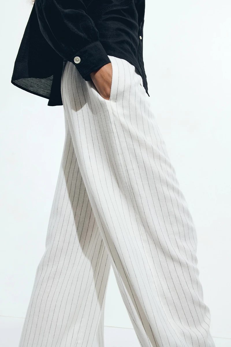 Linen-Blend Drawstring Pants