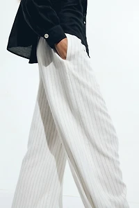 Linen-Blend Drawstring Pants