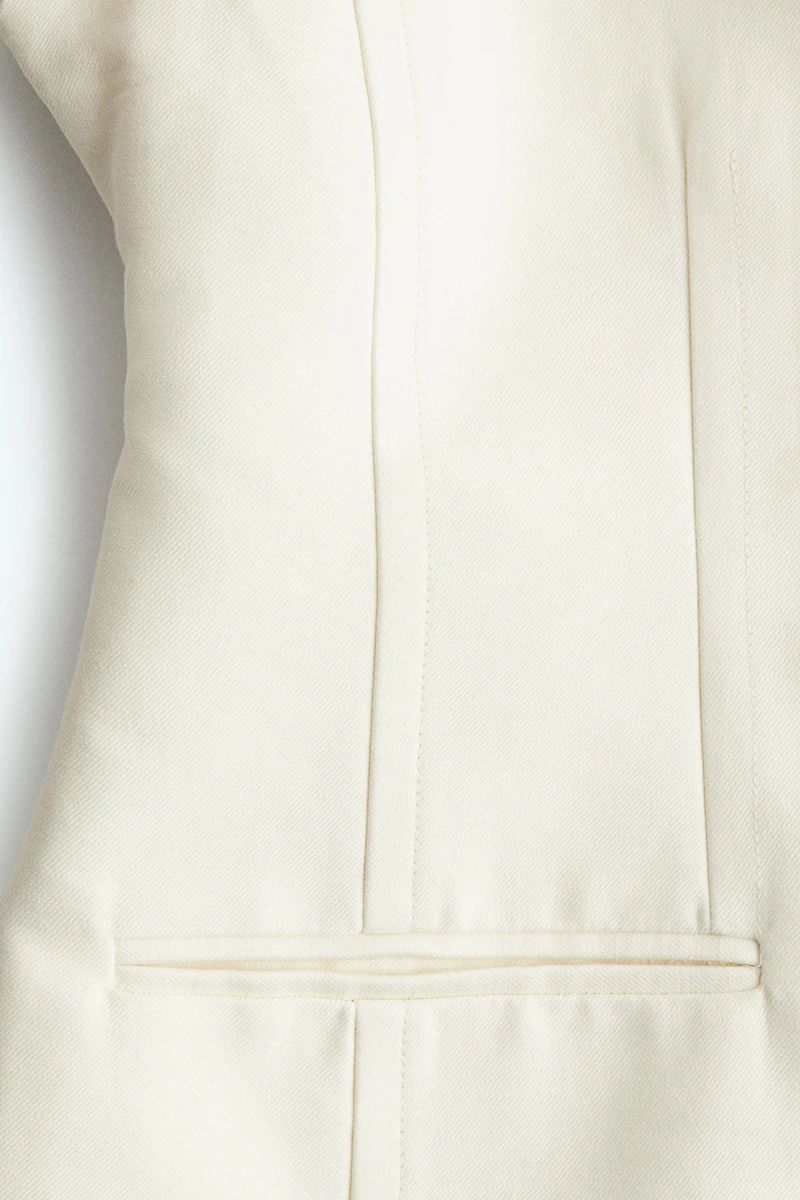 Collarless Twill Blazer
