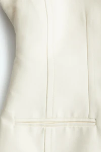 Collarless Twill Blazer