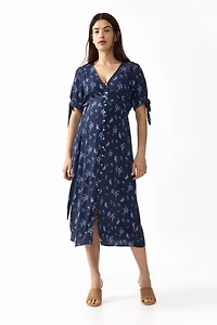 MAMA Tie-Belt Viscose Dress