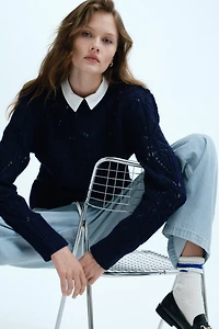 Pointelle-Knit Sweater