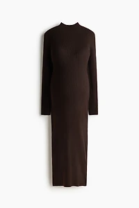 MAMA Rib-Knit Mock Turtleneck Dress