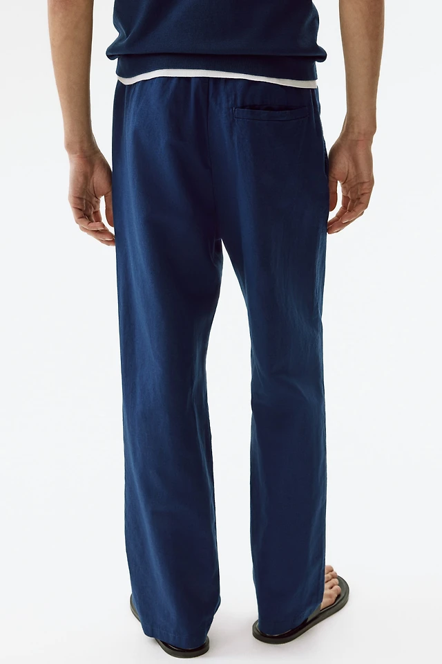 Regular-Fit Linen-Blend Pants
