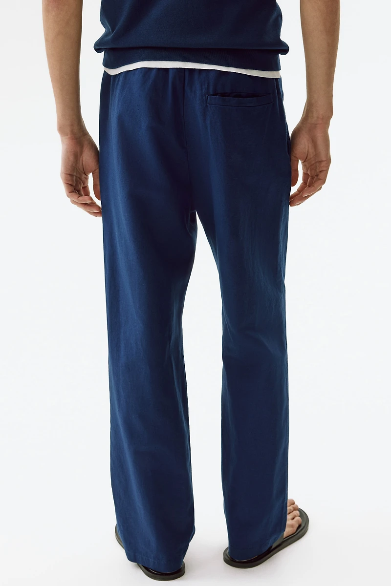 Regular-Fit Linen-Blend Pants