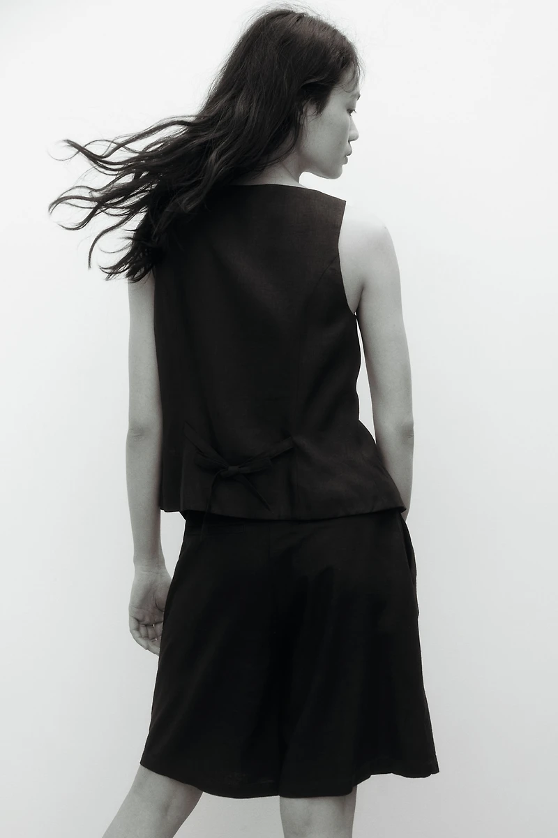 Linen-Blend Bermuda Shorts