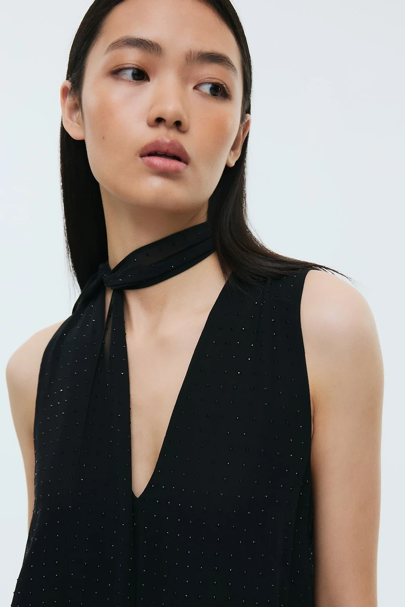 Embellished chiffon dress