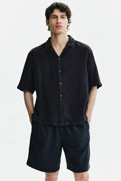 Relaxed-Fit Short-Sleeved Muslin Shirt