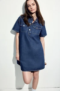 Short-Sleeved Denim Dress