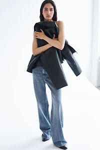 Wide-Leg Creased Jeans