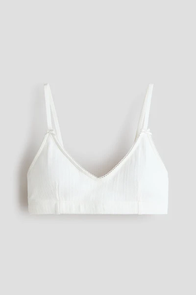 Padded Cotton Pointelle Crop Top