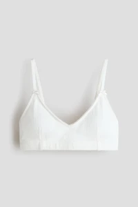 Padded Cotton Pointelle Crop Top