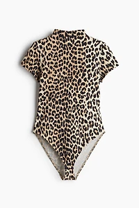 Short-Sleeved Mock Turtleneck Bodysuit