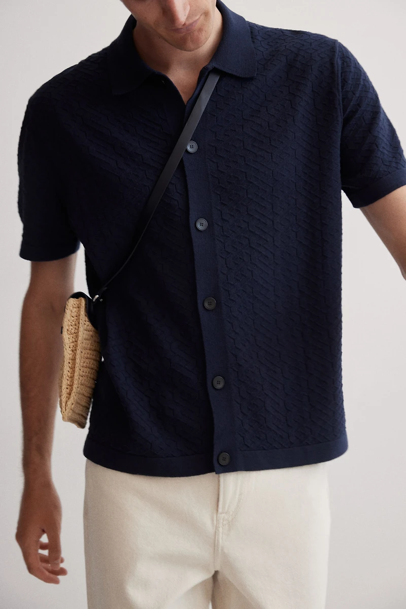Regular-Fit Textured-Knit Shirt