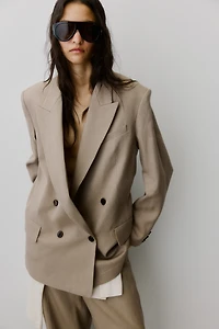 Oversized Linen-Blend Blazer