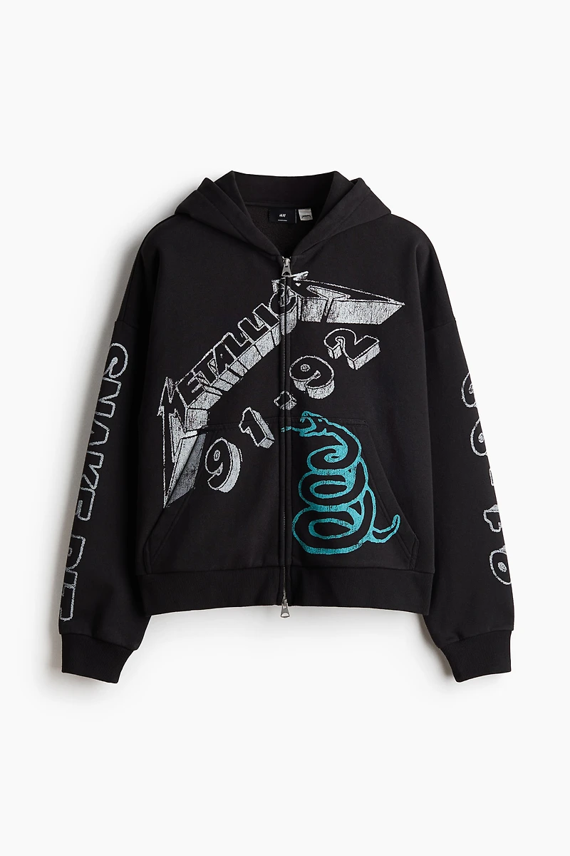 Oversized Printed Hooded Jacket