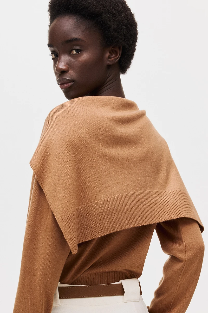 Scarf-Detail Sweater