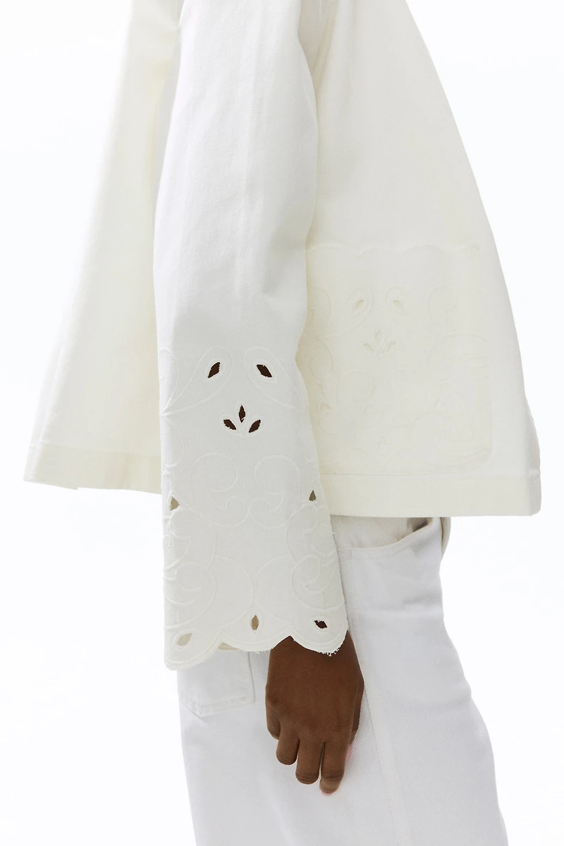 Twill Jacket with Eyelet Embroidery